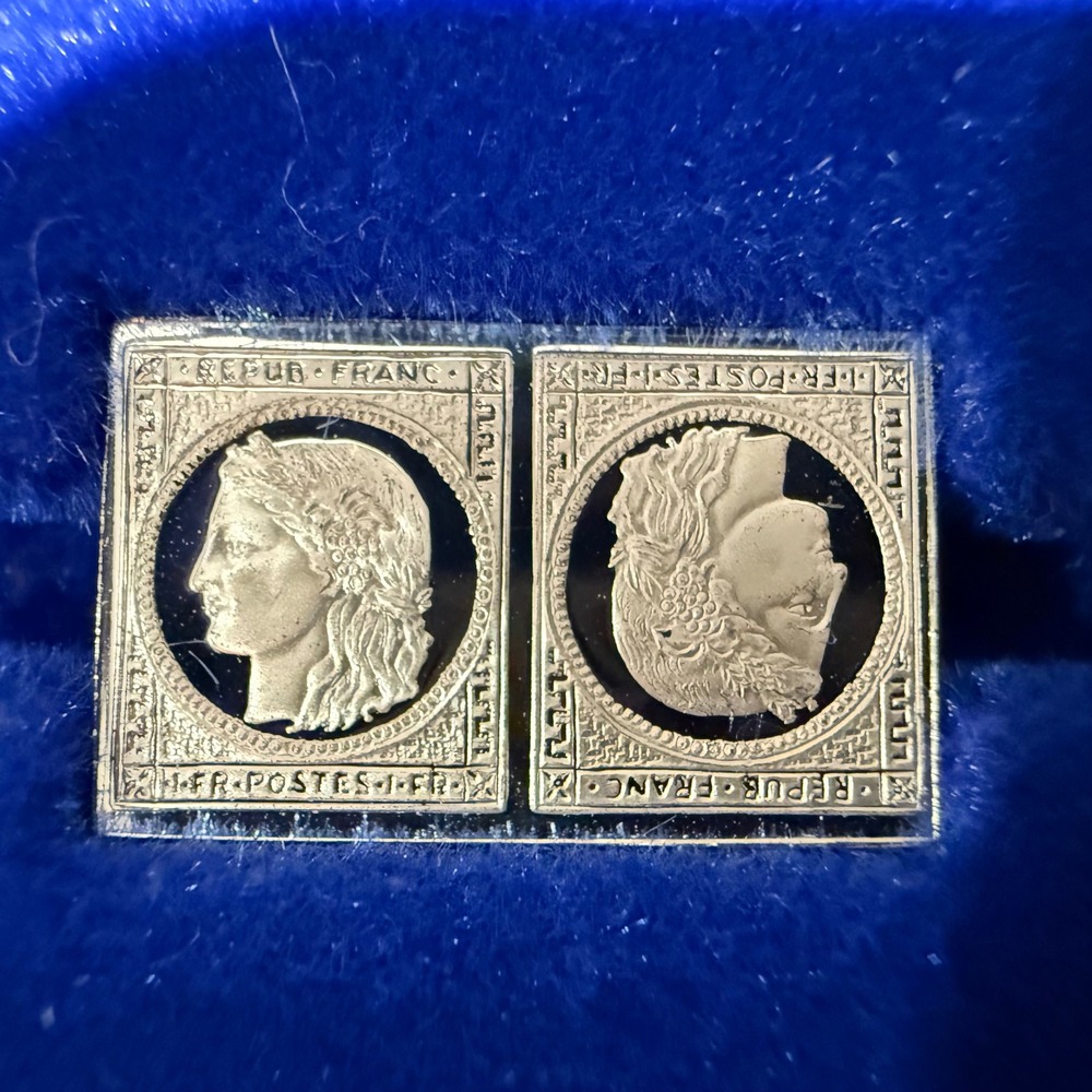 Franklin Mint 100 Greatest Stamps #1 France 1849 Sterling Silver Miniature 1981